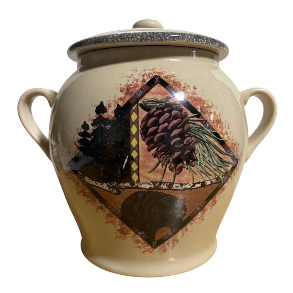Home & Garden Party Northwoods Collection Canister & Lid Stoneware Cookie JarVTG